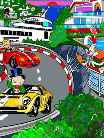 Mr. Monopoly, Richie Rich, Paperon de' Paperoni e Roger Rabbit stampa su tela/carta