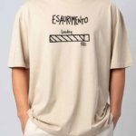 T-shirt esaurimento loading in cotone unisex bianca o avana