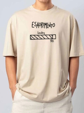 T-shirt esaurimento loading in cotone unisex bianca o avana