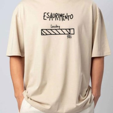 T-shirt esaurimento loading in cotone unisex bianca o avana