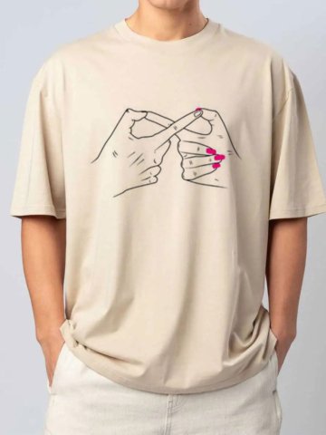 T-shirt mani infinito in cotone unisex bianca o avana