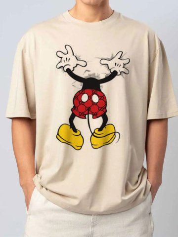 T-shirt Topolino in cotone unisex bianca o avana